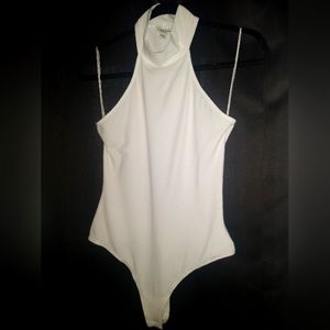 Guess brand sz small white racer back mock neck bodysuit.
